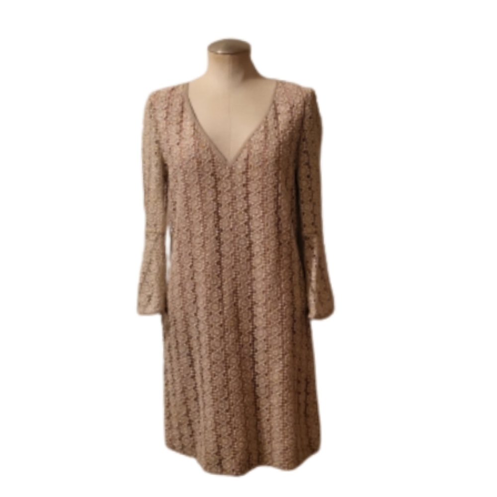 Badgley Mischka Beige Lace Dress